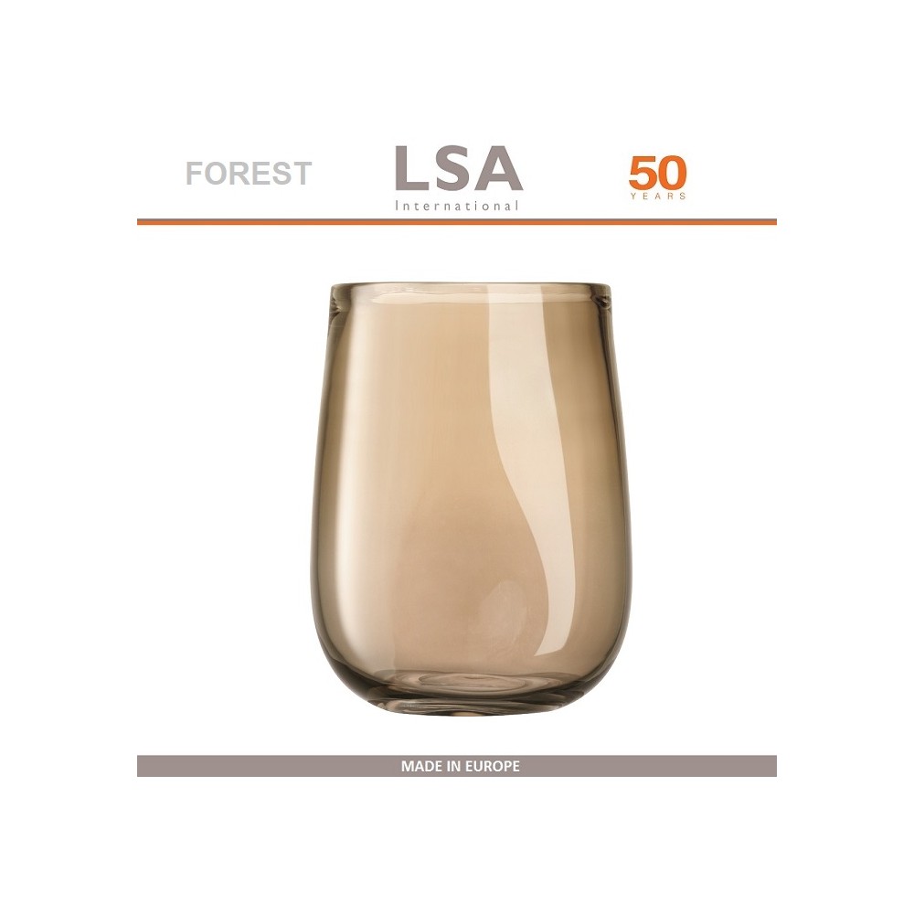 Ваза Forest бежевая прозрачная, ручная выдувка, H 23 см, LSA
