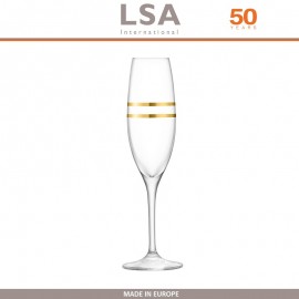 Бокалы Deco Flute для шампанского с золотым декором, выдувное стекло,  8 шт по 225 мл, LSA