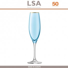 Бокалы Sorbet для шампанского, ручная выдувка, 2 шт по 225 мл, цвет голубой, LSA