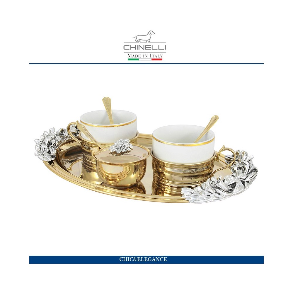 Набор чайный GIGLIO на 2 персоны, цвет золото, Chinelli