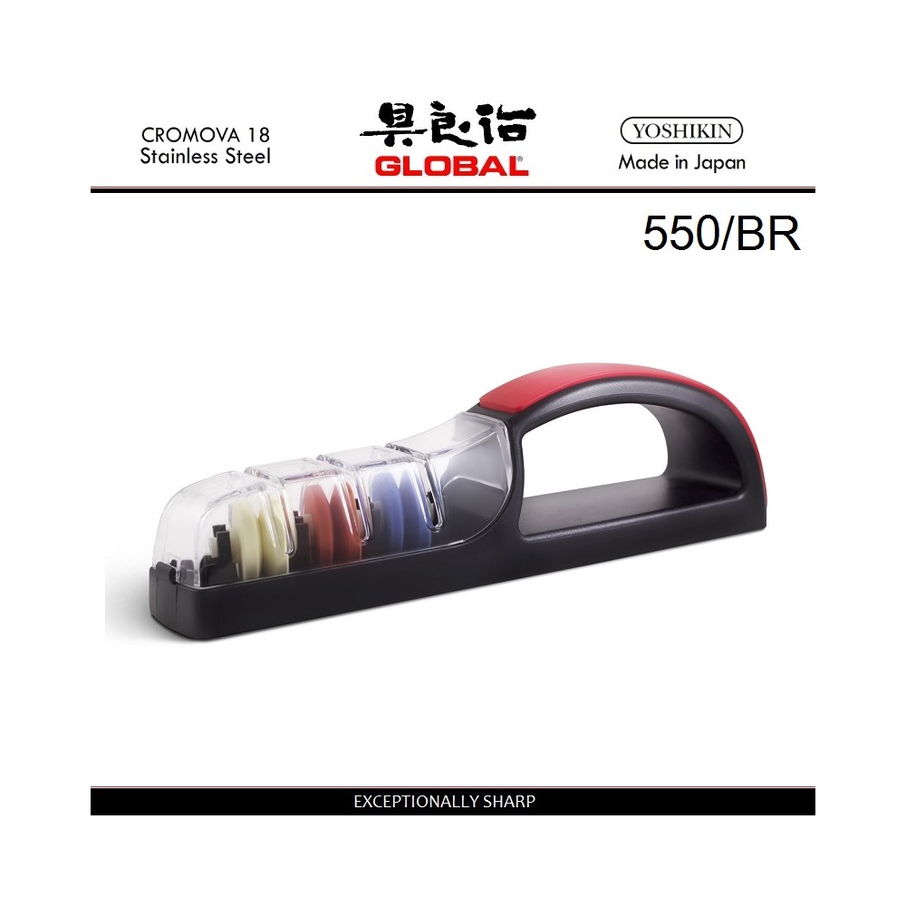 Механическая ножеточка MinoSharp Plus Red, 550\BR 3 слота, красный, серия G, GLOBAL