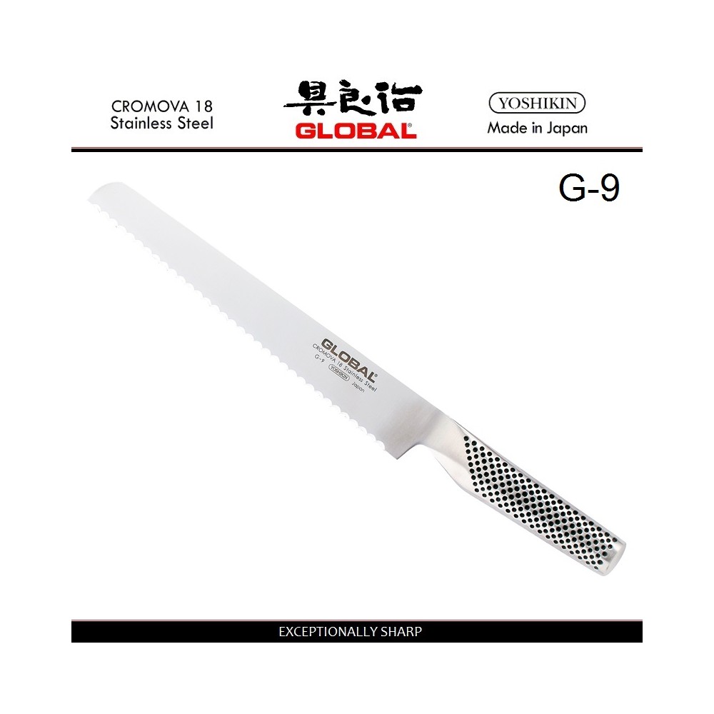 Нож для хлеба, G-9 лезвие 22 см, серия G, GLOBAL