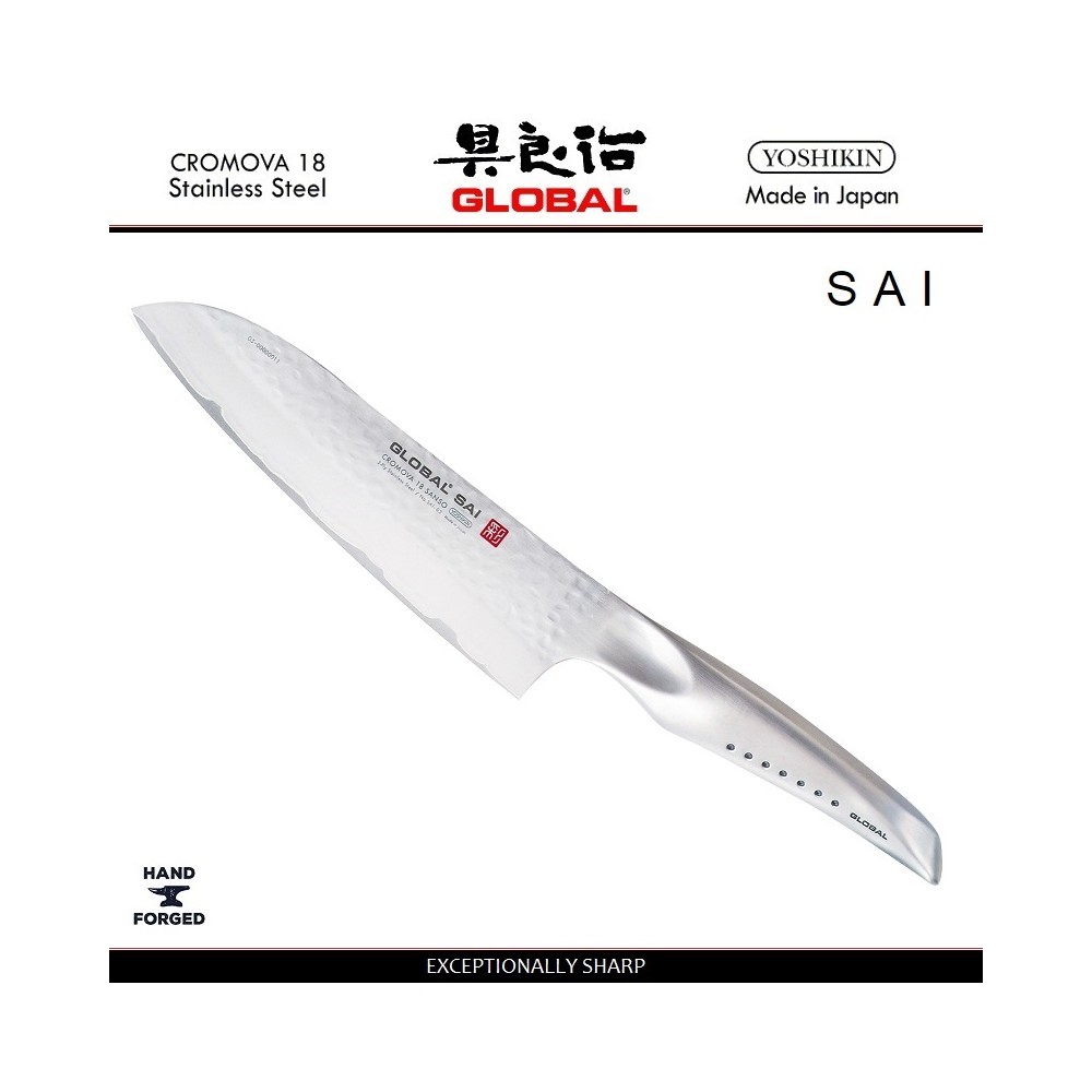 Нож Сантоку, SAI-03 лезвие 19 см, ручной ковки, серия SAI, GLOBAL