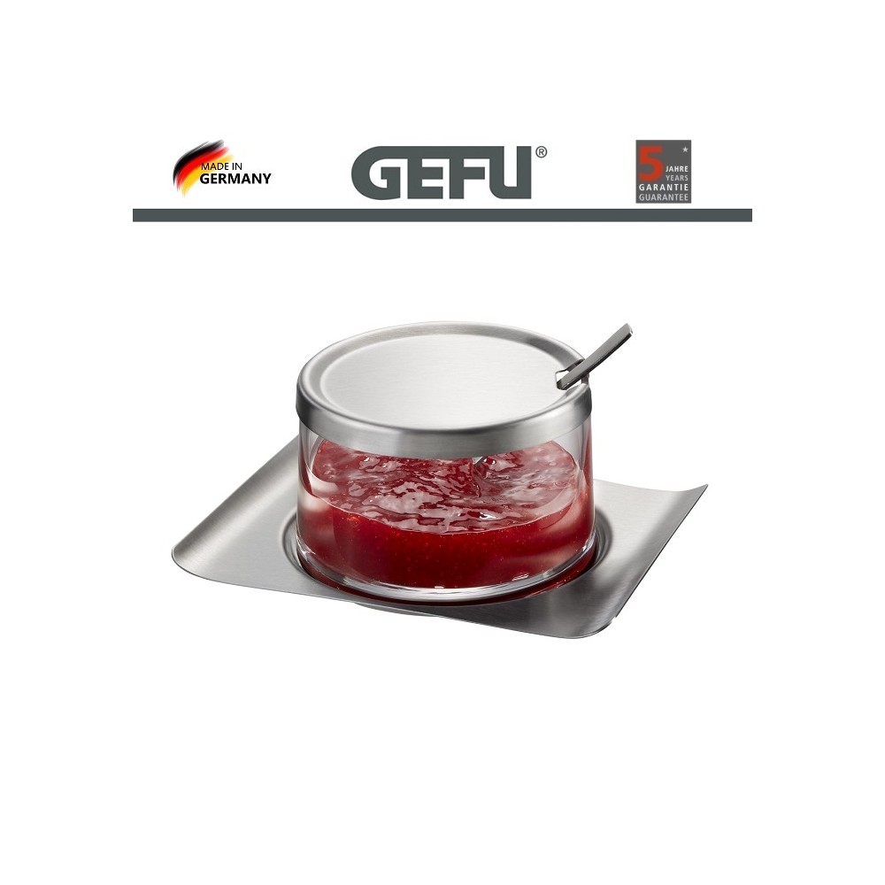 Баночка BRUNCH для джема, соусов, пармезана и пр, D 11.7 см, стекло, сталь нержавеющая, GEFU, Германия