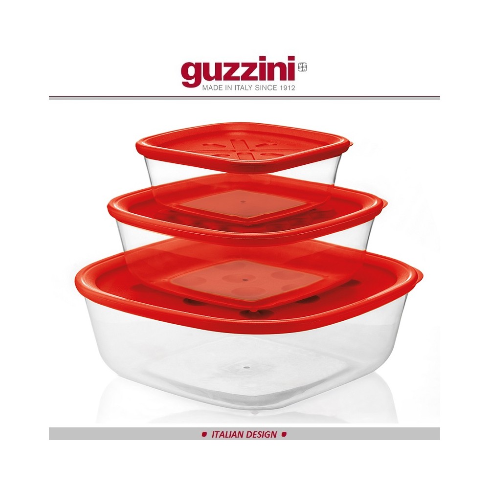 Набор контейнеров Forme Casa, 3 шт, красный, Guzzini