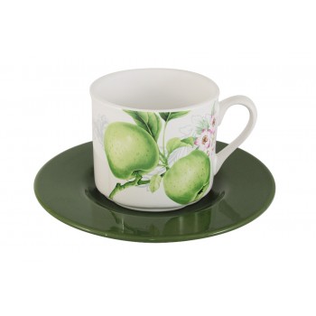 Чашка с блюдцем Зеленое яблоко, 250 мл, IMARI