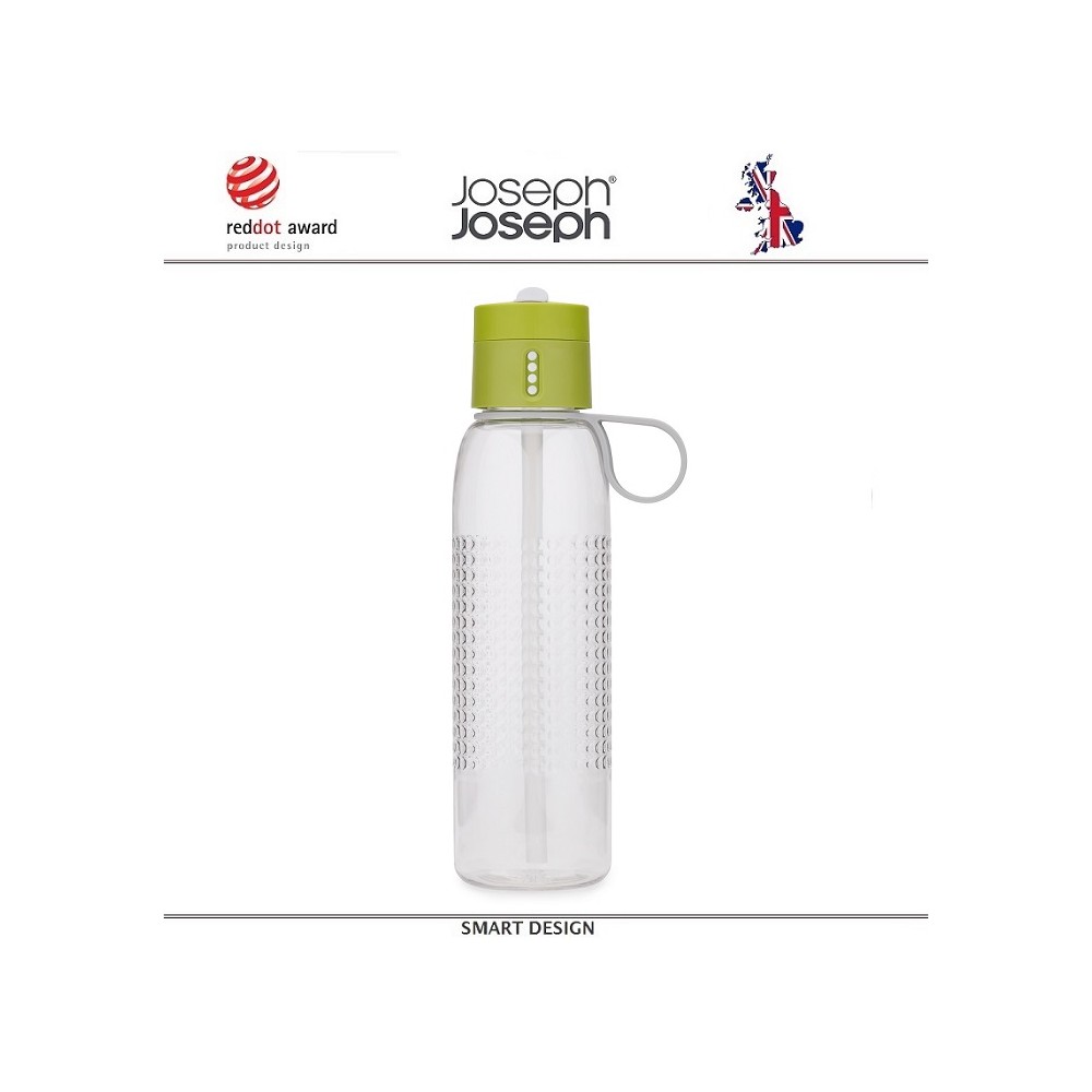 Бутылка Dot Active с контролем потребления воды, 750 мл, зеленая, Joseph Joseph
