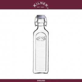 Бутылка Clip Top квадратная с мерными делениями, 0.6 л, стекло, KILNER, Англия