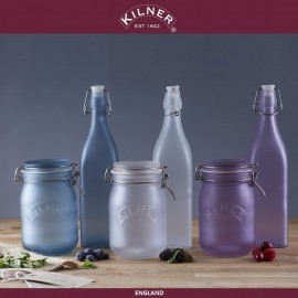 Бутылка Clip Top, 0.55 л, голубое матовое стекло, KILNER