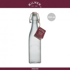 Бутылка Clip Top, 0.55 л, голубое матовое стекло, KILNER