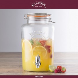 Диспенсер Clip Top для лимонада и холодных напитков, 5 л, этикетка, KILNER