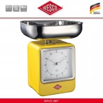 Весы с часами и съемной чашей, на 4 кг, цвет желтый, серия Retro Scale, Wesco