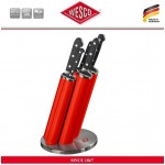 Набор кухонных ножей на подставке, 5 предметов, цвет красный, серия PIPE, Wesco