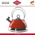 Наплитный чайник RETRO со свистком, 2,5 литра, цвет красный, сталь нержавеющая, эмаль, Wesco