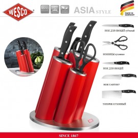 Набор кухонных ножей на подставке, 5 предметов, цвет белый, серия ASIA Style, Wesco