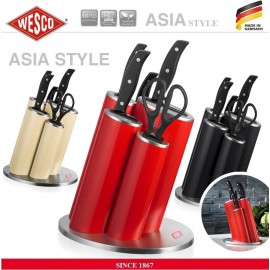 Набор кухонных ножей на подставке, 5 предметов, цвет черный, серия ASIA Style, Wesco