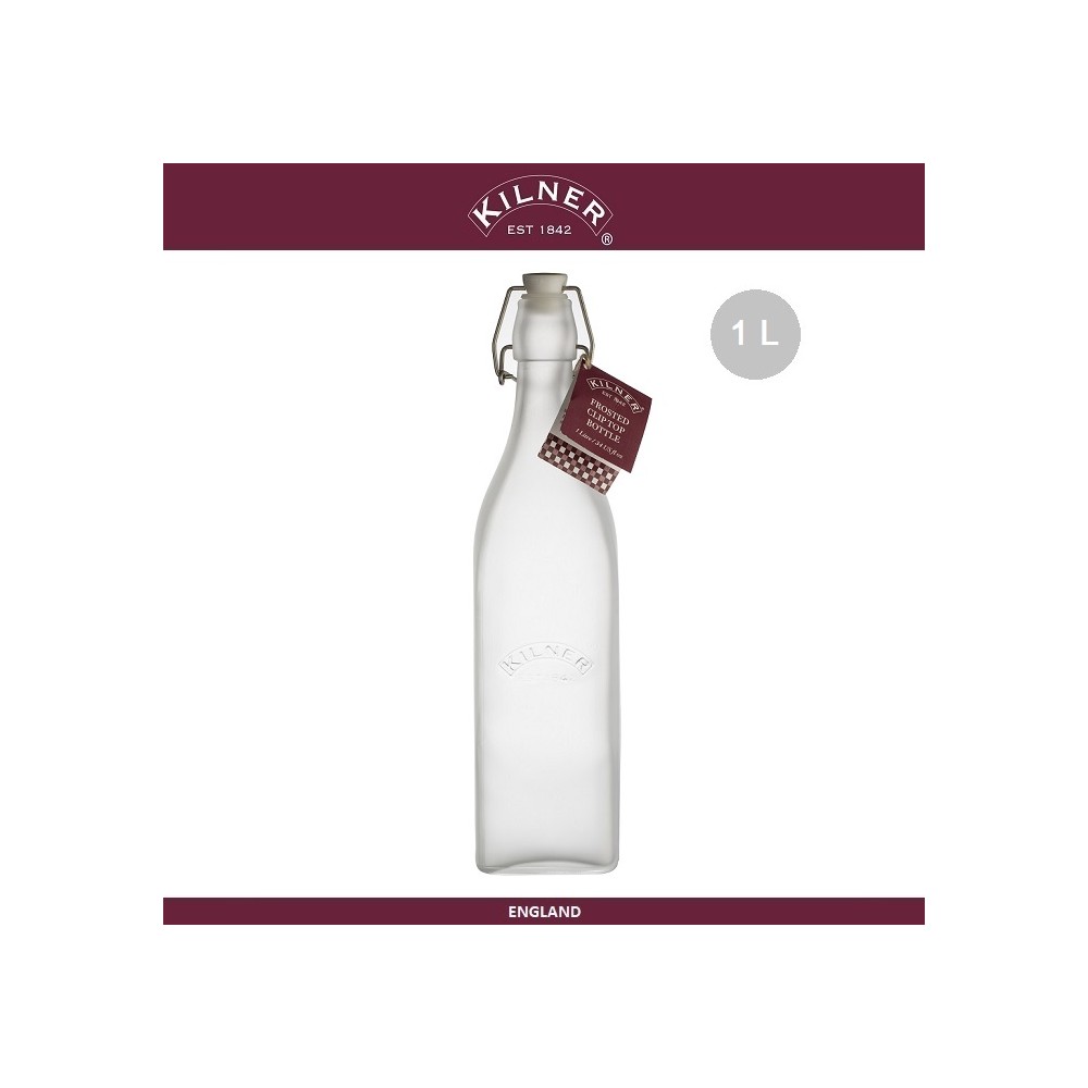 Бутылка Clip Top, 1 л, белое матовое стекло, KILNER