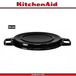 Кастрюля-жаровня Cast Iron с крышкой-сковородой гриль, 3.7 л, D 24 см, чугун литой, черный, KitchenAid 
