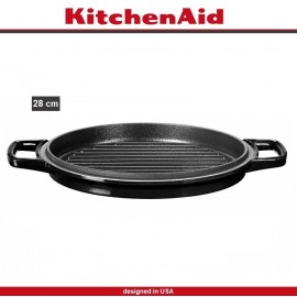Кастрюля-жаровня Cast Iron с крышкой-сковородой гриль, 5.7 л, D 28 см, чугун литой, черный, KitchenAid 