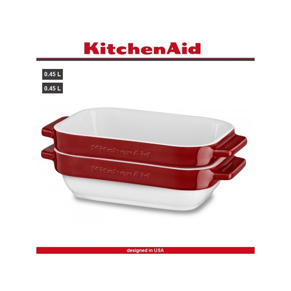 Набор керамических блюд Ceramic для запекания и подачи, 2 шт, красный, KitchenAid 