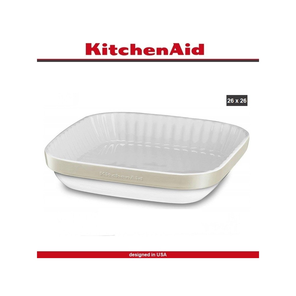 Блюдо Ceramic для запекания и подачи, 26 х 26 см, кремовый, KitchenAid 