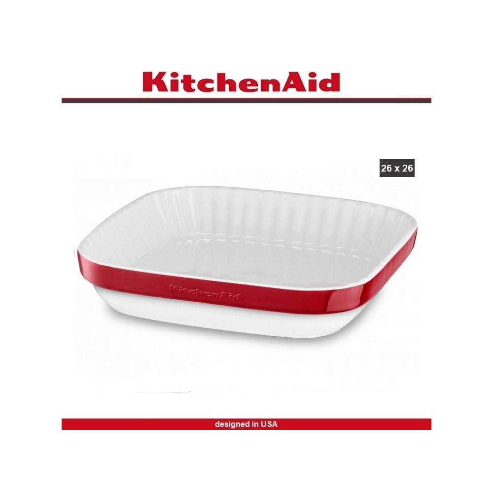 Блюдо Ceramic для запекания и подачи, 26 х 26 см, красный, KitchenAid 