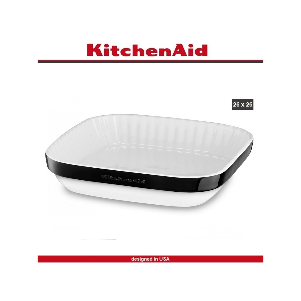 Блюдо Ceramic для запекания и подачи, 26 х 26 см, черный, KitchenAid 