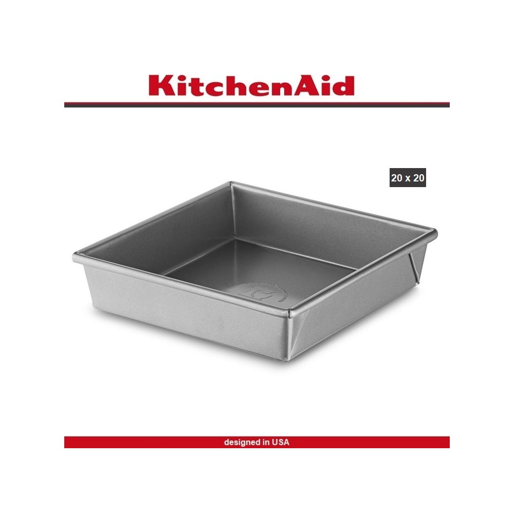 Антипригарное блюдо Prof для выпечки и запекания, 20 х 20 см, профессиональная сталь, KitchenAid 