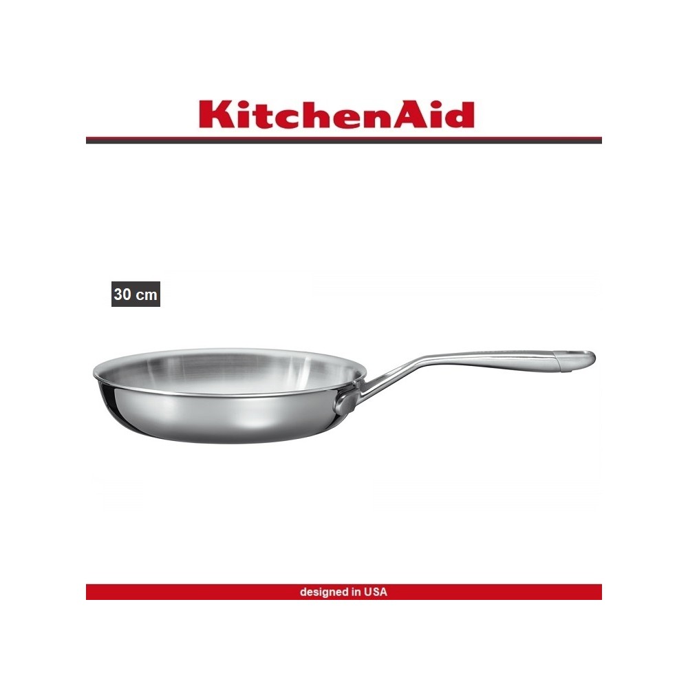 Сковорода 3 Ply Steel, 25 см, сталь 18/10, индукционное дно, KitchenAid 
