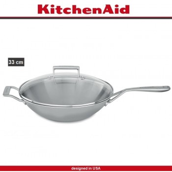 ВОК 3 Ply Steel, 33 см, сталь 18/10, индукционное дно, KitchenAid