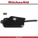 Гриль-сковорода Cast Iron с прессом Panini, 25 х 25 см, чугун литой, черный, KitchenAid 