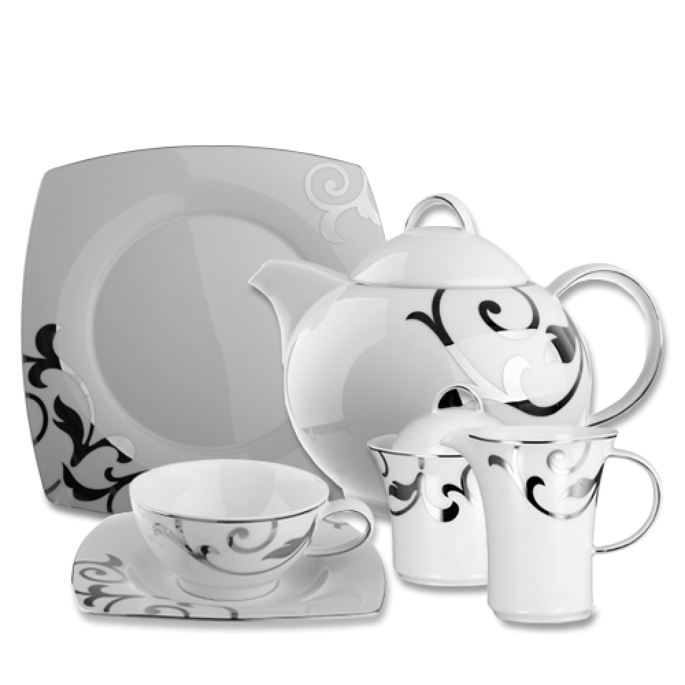 Сервиз чайный на 6 персон, 21 предмет, декор Garbo Platin, серия Jade, KOENIGLICH TETTAU