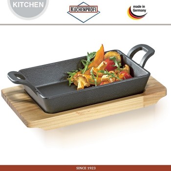 BBQ Мини-противень на подставке, чугун, дерево, Kuchenprofi, Германия