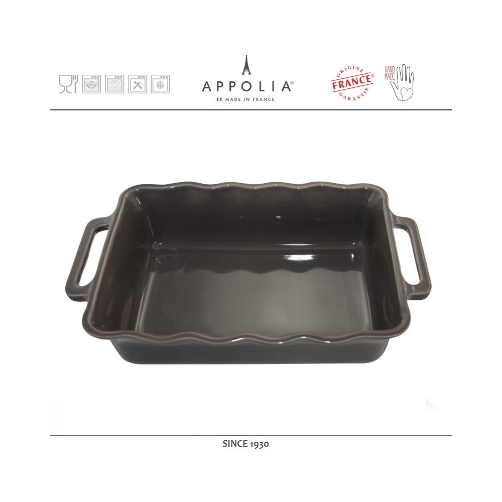 Форма прямоугольная L DELICES DARK GREY, 34 х 20.4 см, керамика ручной работы, APPOLIA