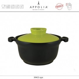 Кастрюля керамическая круглая FLAME BLACK KIWI, 1.5 л, керамика жаропрочная, APPOLIA