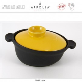 Кастрюля керамическая овальная FLAME BLACK YELLOW, 2.2 л, керамика жаропрочная, APPOLIA