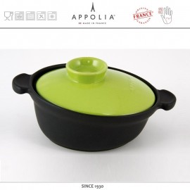 Кастрюля керамическая овальная FLAME BLACK KIWI, 2.2 л, керамика жаропрочная, APPOLIA