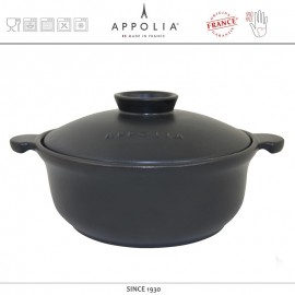 Кастрюля керамическая круглая FLAME BLACK MATT, 3.1 л, керамика жаропрочная, APPOLIA