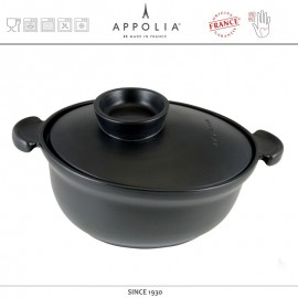 Кастрюля керамическая овальная FLAME BLACK, 4.4 л, керамика жаропрочная, APPOLIA