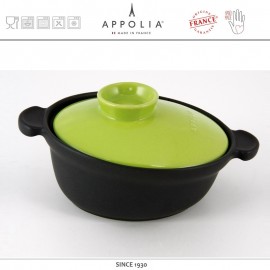 Кастрюля керамическая овальная FLAME BLACK KIWI, 4.4 л, керамика жаропрочная, APPOLIA