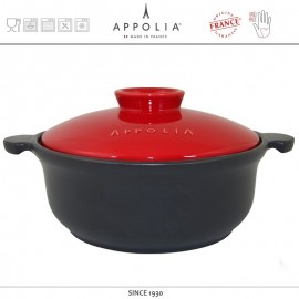 Кастрюля керамическая круглая FLAME BLACK CHERRY, 5.2 л, керамика жаропрочная, APPOLIA