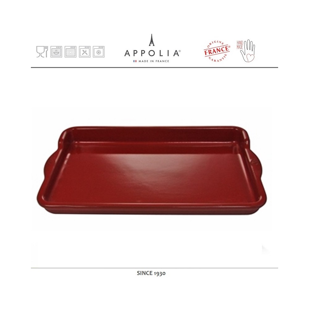 Блюдо-противень прямоугольный FLAME RED, 36 x 22 см, керамика ручной работы, APPOLIA