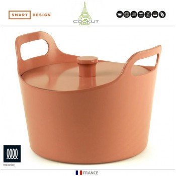 Антипригарная кастрюля-жаровня Ma Jolie Cocotte для плиты и духовки, 5 л., 24 см, розовый, COOKUT
