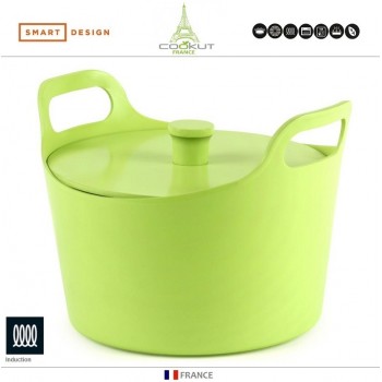 Антипригарная кастрюля-жаровня Ma Jolie Cocotte для плиты и духовки, 5 л., 24 см, цитрон, COOKUT