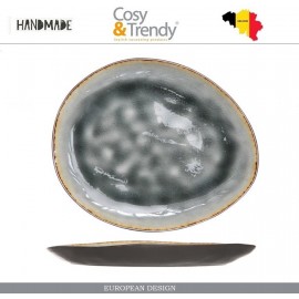 Тарелка LAGUNA BLUE GREY ручной работы, L 19.5 см, W 16 см, каменная керамика, COSY&TRENDY