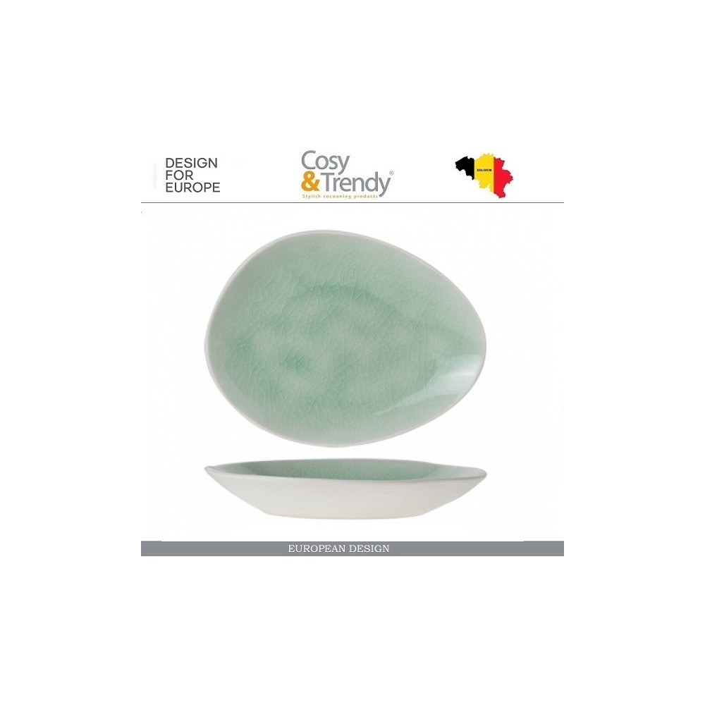 Десертная (закусочная) тарелка SPIRIT GREEN ручной работы, 15 x 11 см, каменная керамика, COSY&TRENDY