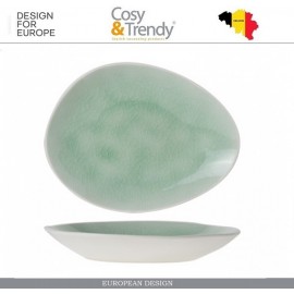 Десертная (закусочная) тарелка SPIRIT GREEN ручной работы, 15 x 11 см, каменная керамика, COSY&TRENDY