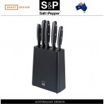 Набор ножей BLADE на подставке, 6 предметов, черное дерево, Salt&Pepper