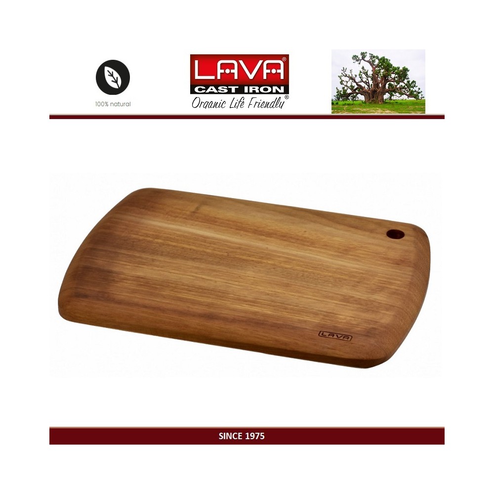 Доска IROKO Premium для нарезки и подачи, 38 x 27 см, дерево ироко, LAVA