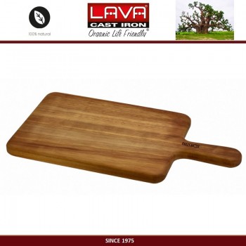 Доска IROKO Premium с ручкой для нарезки и подачи, 47 x 25 см, дерево ироко, LAVA